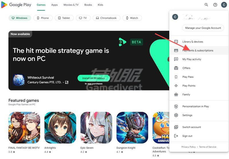 1. 进入账户设置,海外 Visa 卡游戏充值方法,用 Visa 卡给海外游戏充值,海外游戏 Visa 卡支付方式大陆用户如何给 Google Play 充值,大陆地区 Google Play 充值渠道